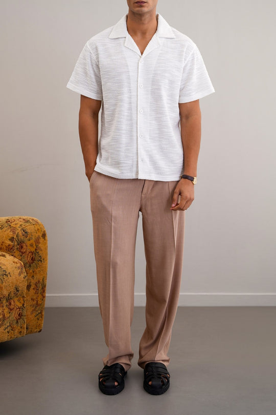 WHITE BOUCLE SAFARI SHIRT