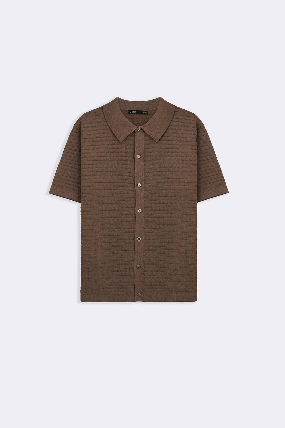 ASH BROWN WAFFLE-KNIT SHIRT