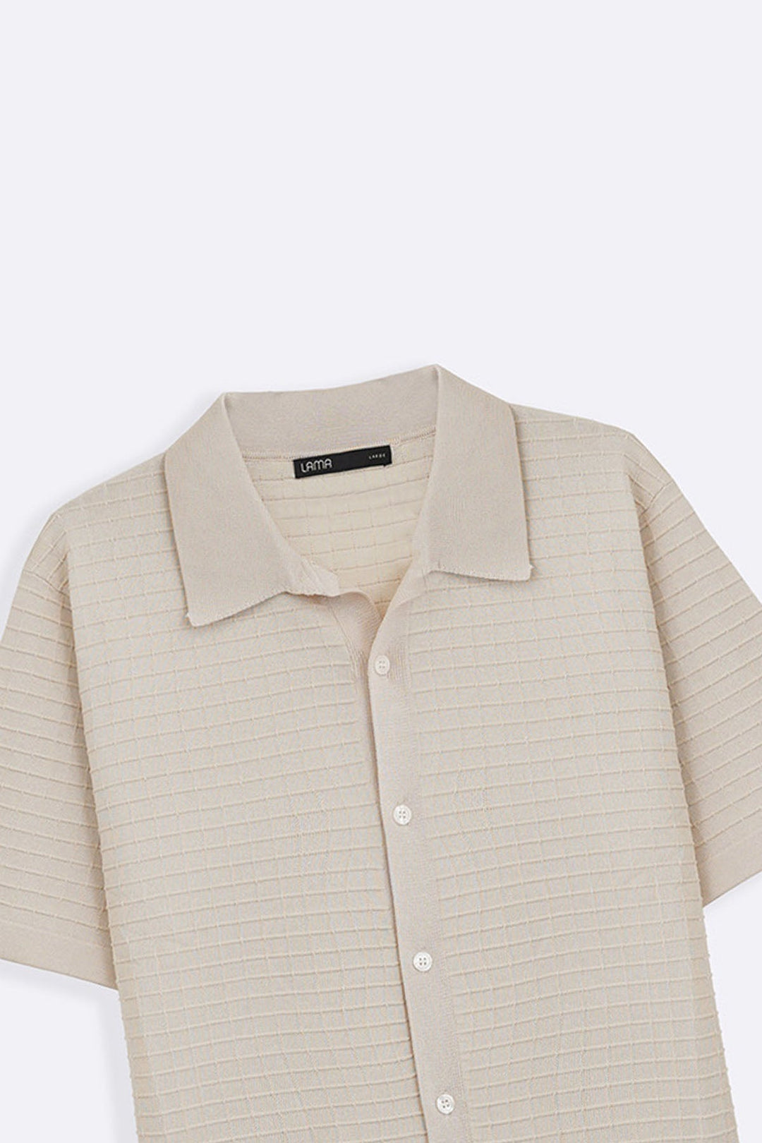 CREAM WAFFLE-KNIT SHIRT