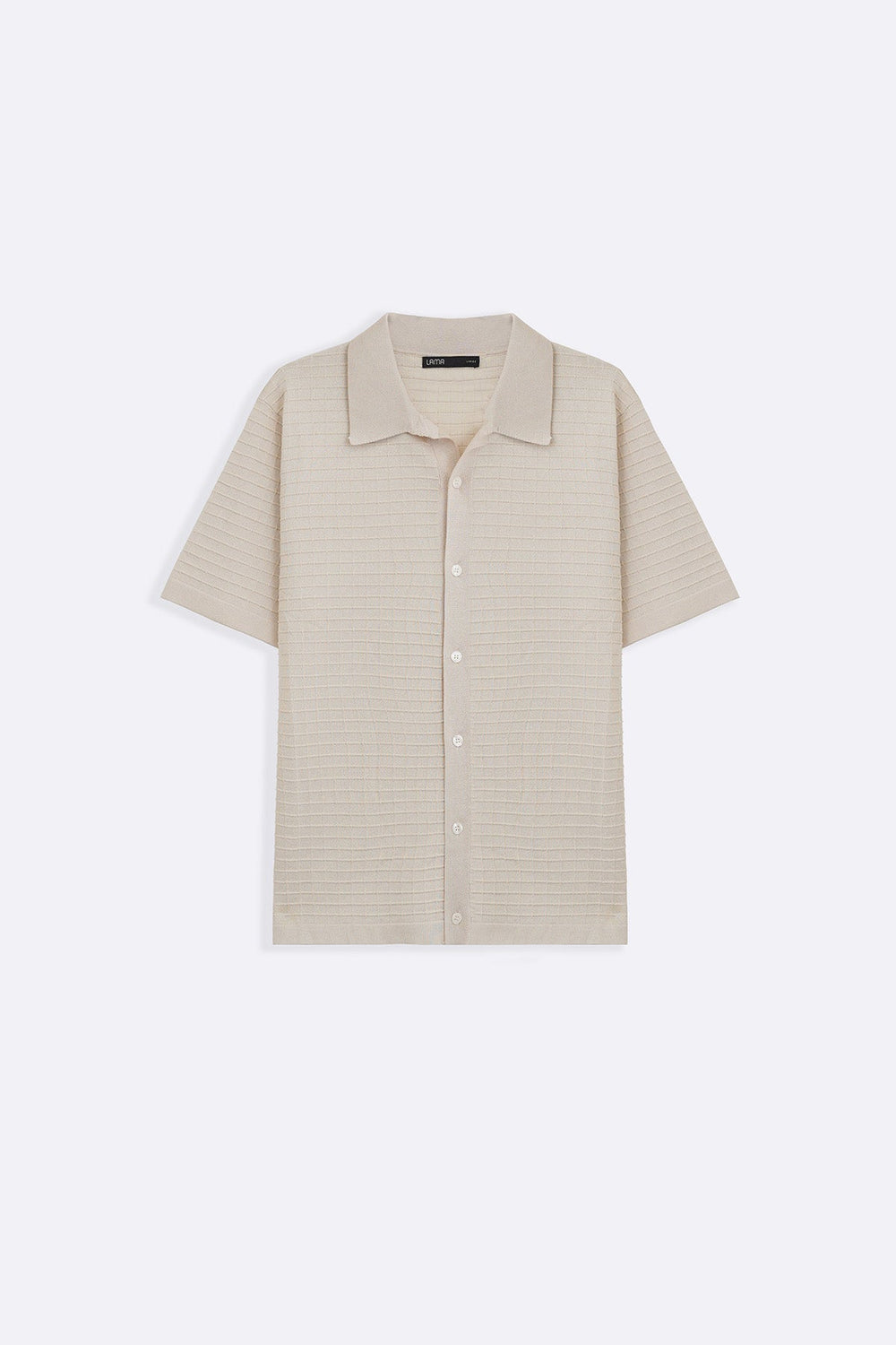 CREAM WAFFLE-KNIT SHIRT