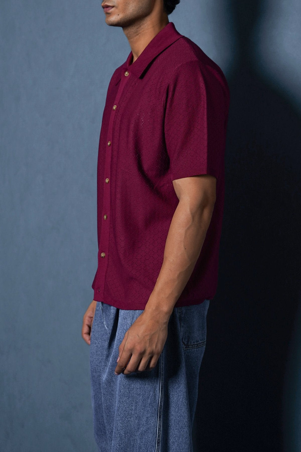 BURGUNDY HAVANA BUTTON-DOWN