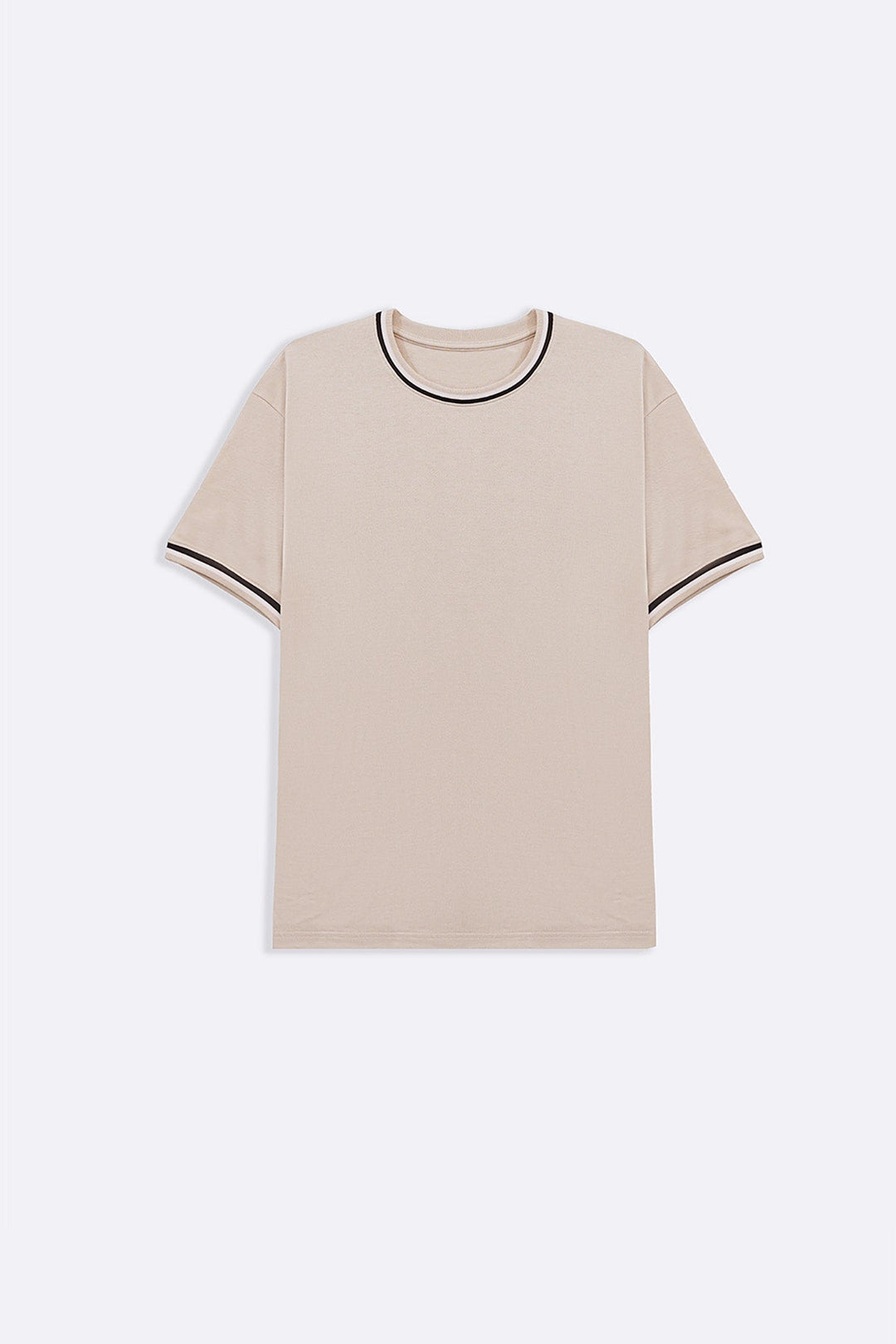 BEIGE TIPPED ACCENT TEE