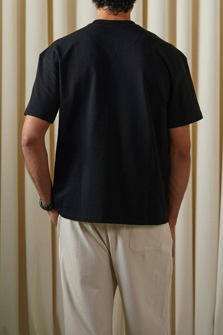 BLACK OVERSIZED TERRY TEE