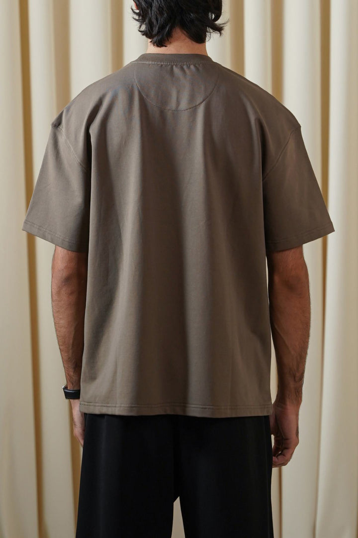 KHAKI OVERSIZED TERRY TEE