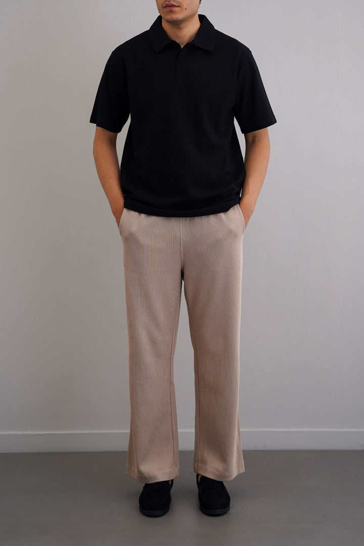 BLACK TEXTURED ESSENTIAL POLO