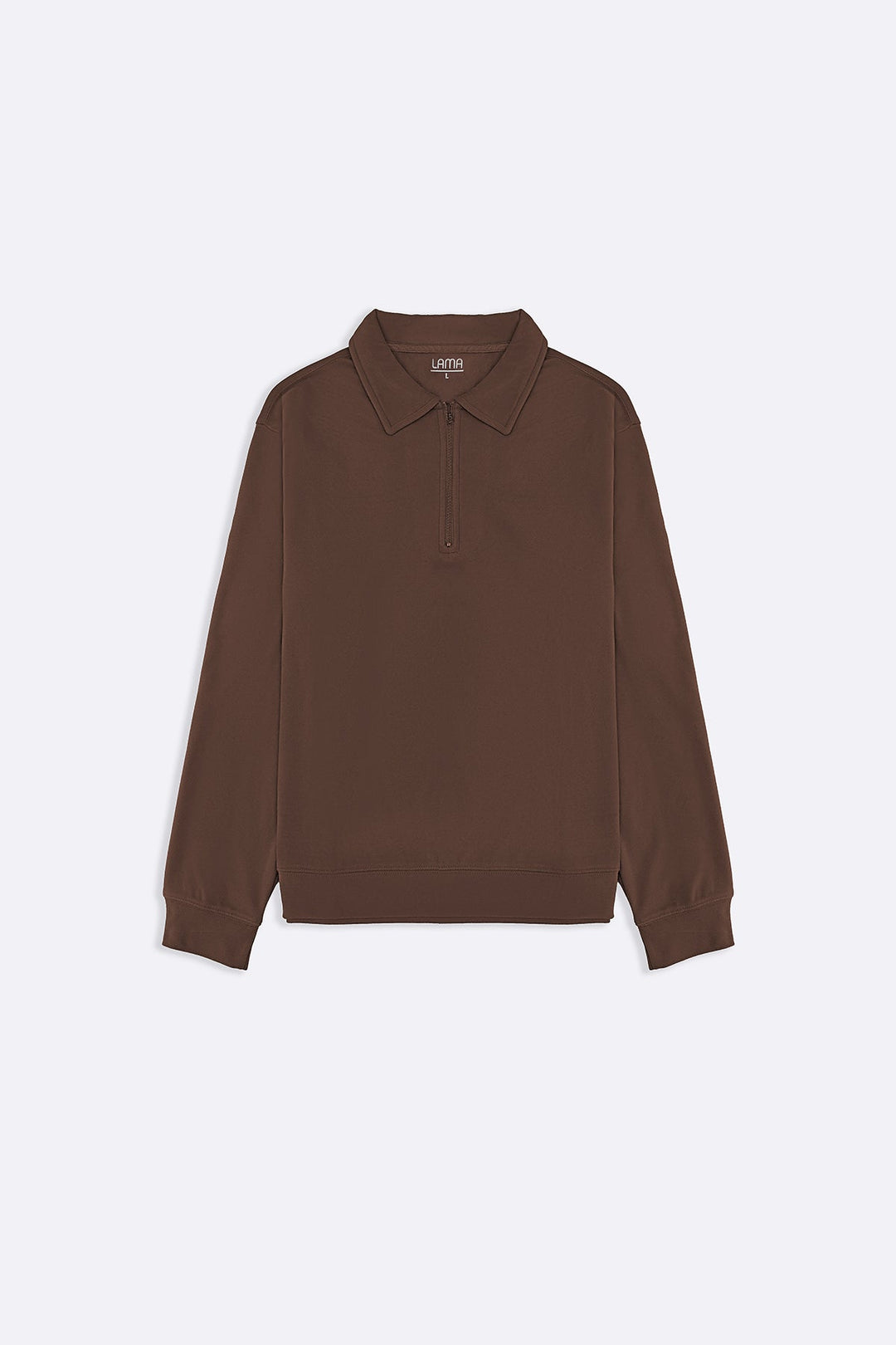 BROWN ZIPPER POLO SWEATSHIRT