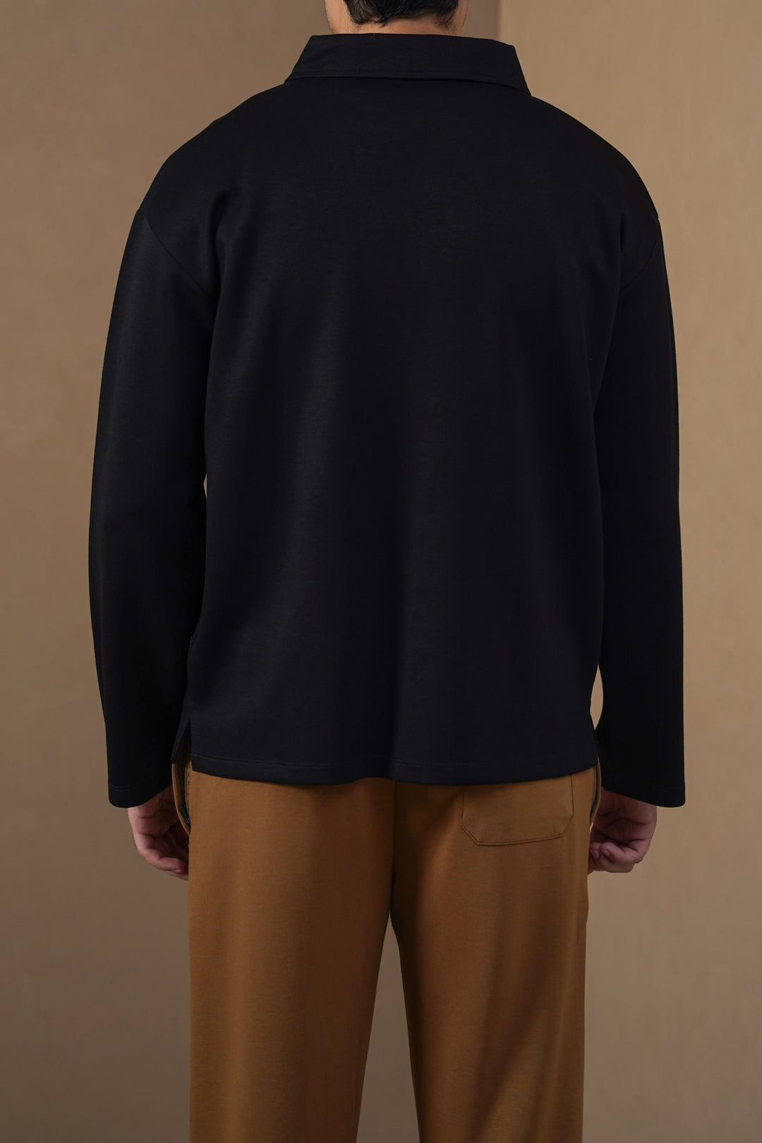 BLACK QUARTER-ZIP POLO