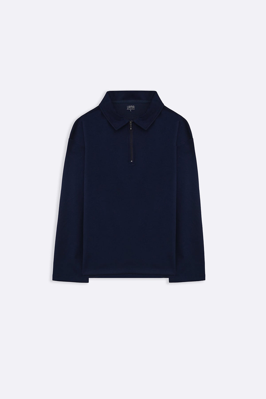 NAVY QUARTER-ZIP POLO