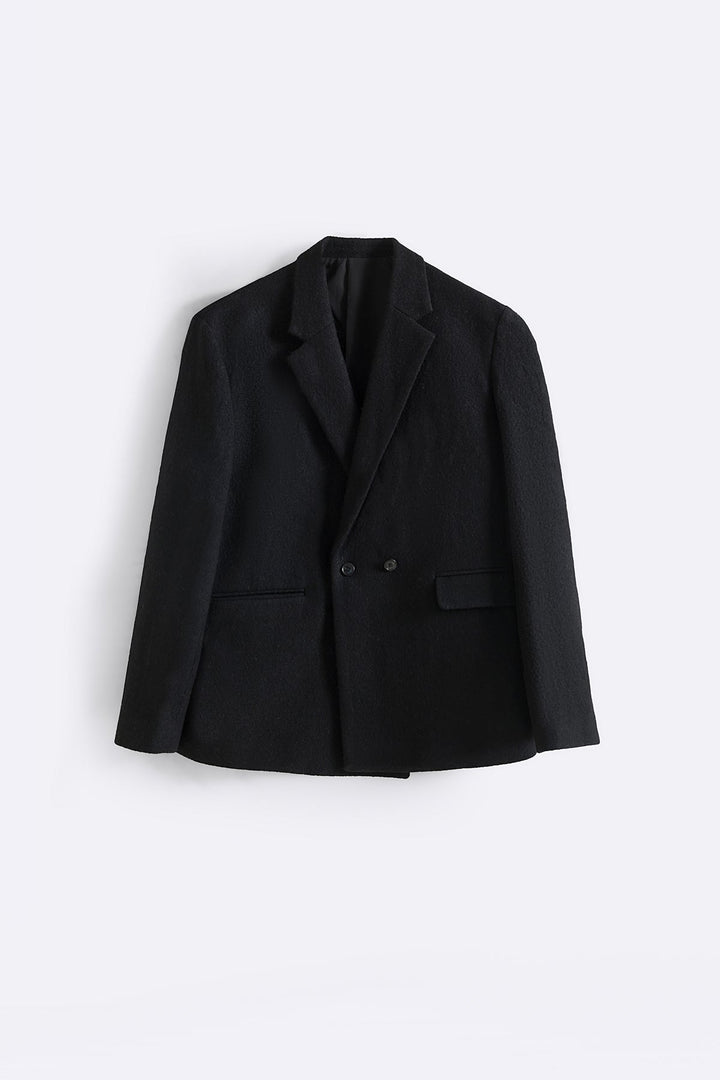 BLACK WOOL-BLEND DAILY JACKET