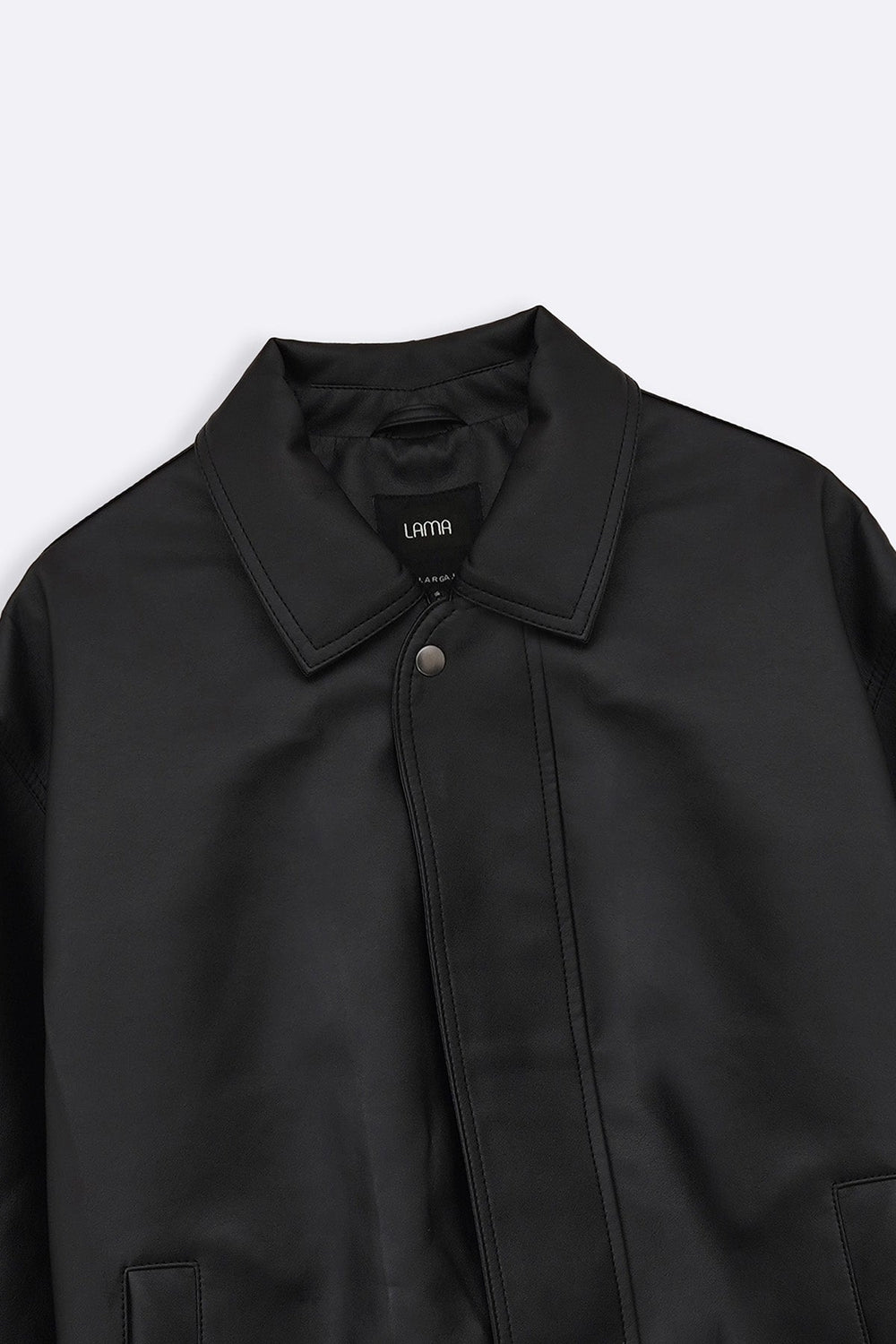 BLACK OVERSIZED FAUX LEATHER BOMBER