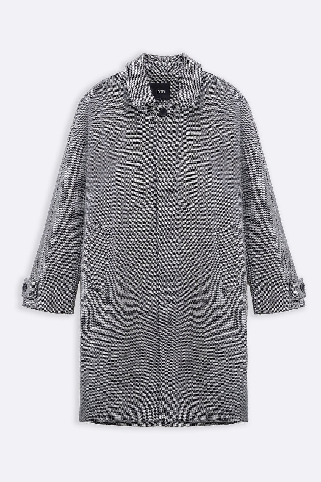 GREY WOOL-BLEND OVERCOAT
