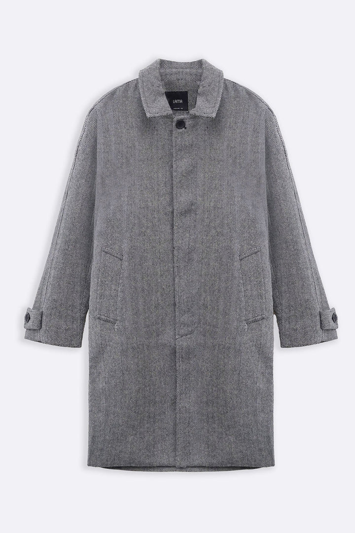 GREY WOOL-BLEND OVERCOAT