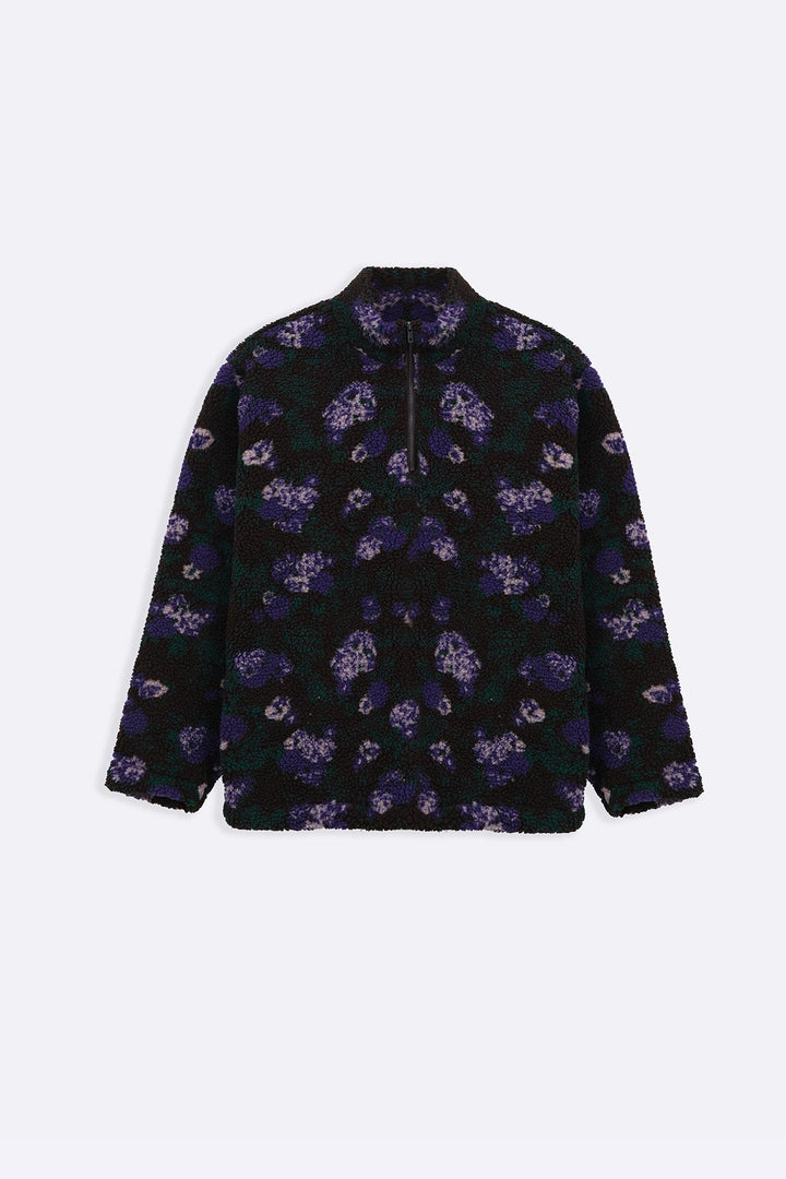 DARK BROWN BLOOM SHERPA PULLOVER