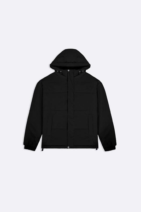 BLACK HOODED PUFFER JACKET