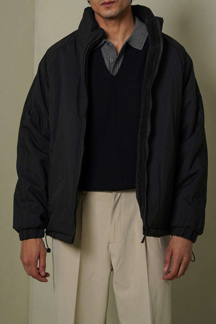 BLACK REVERSIBLE SHERPA PUFFER