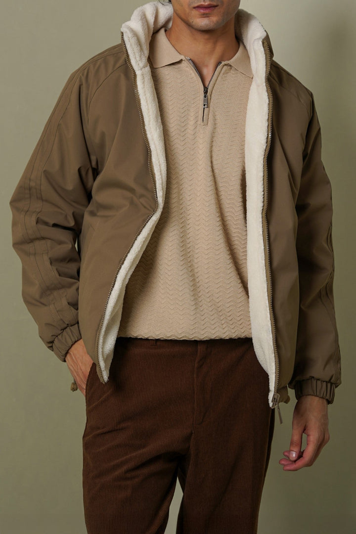 BROWN REVERSIBLE SHERPA PUFFER