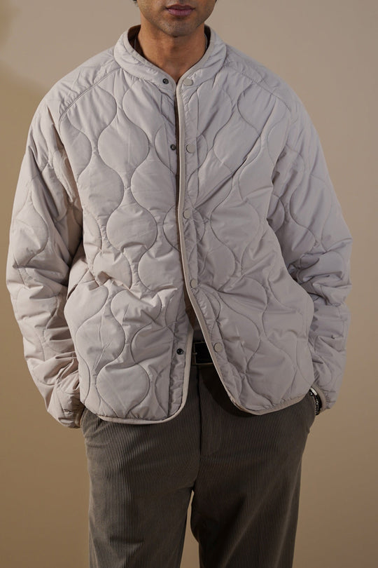 SAND QUILTED MANDARIN JACKET