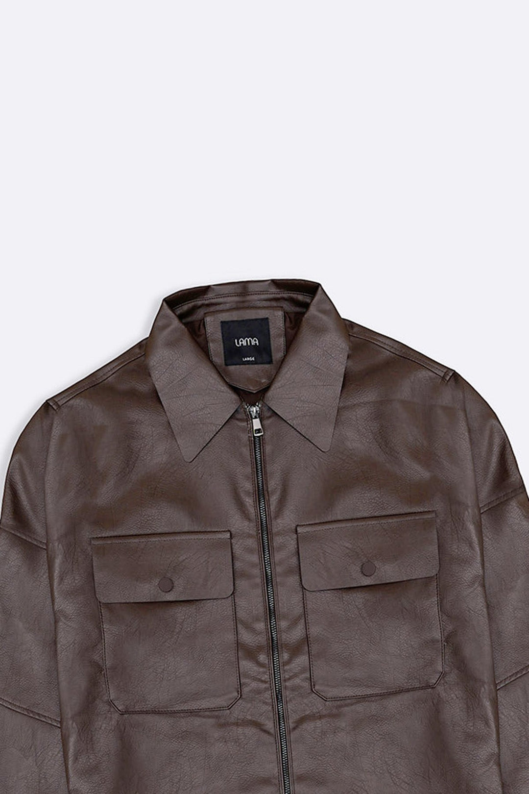 BROWN LEATHER EFFECT JACKET