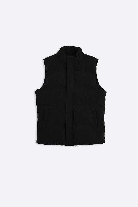 BLACK CORDUROY PUFFER GILET