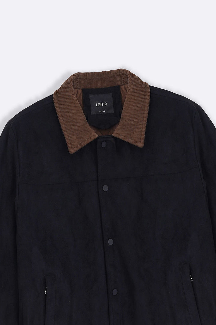BLACK SUEDE SHORT COAT