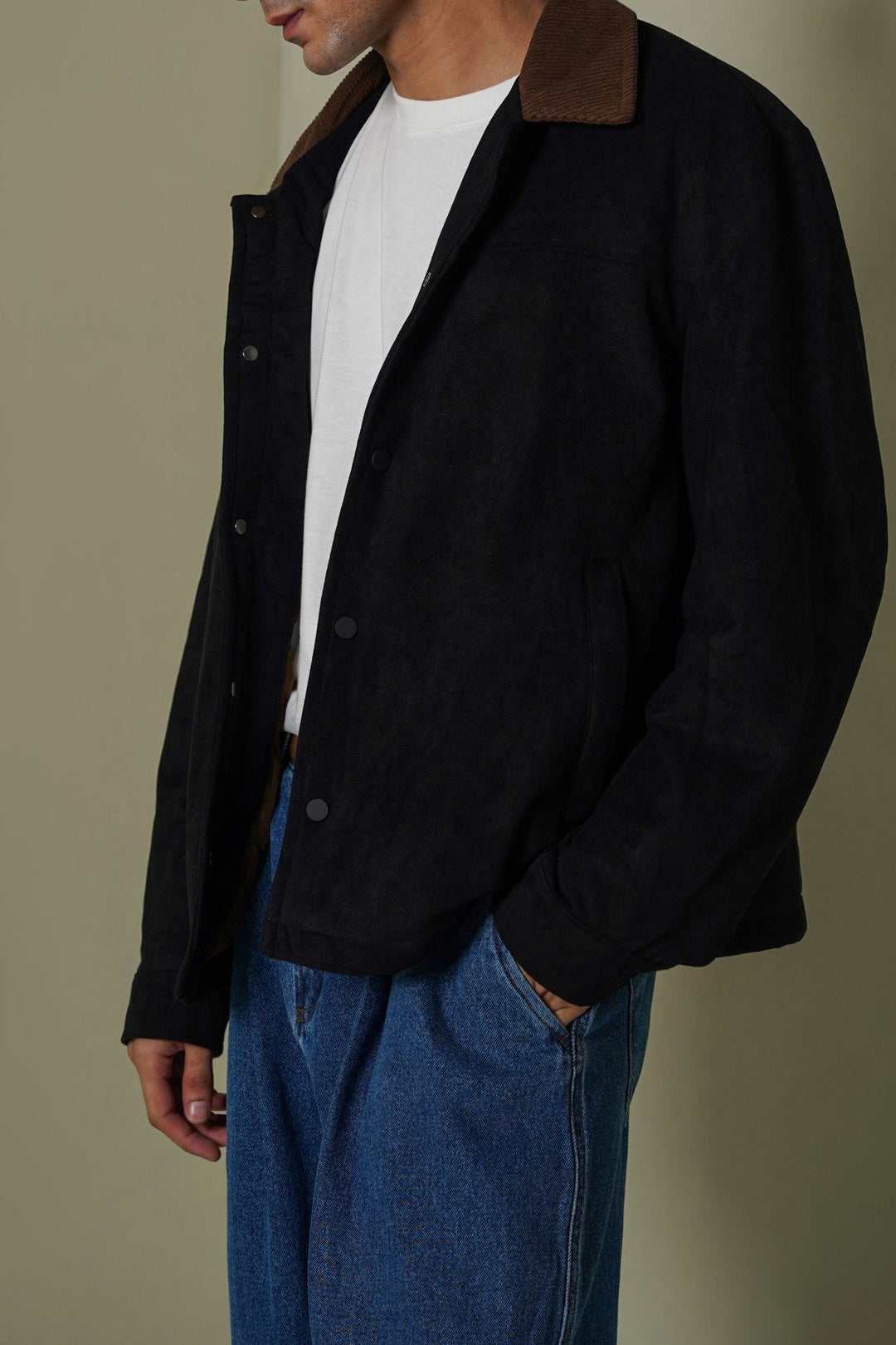 BLACK SUEDE SHORT COAT