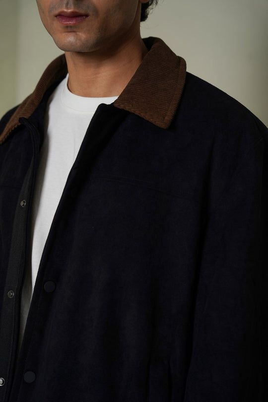 BLACK SUEDE SHORT COAT