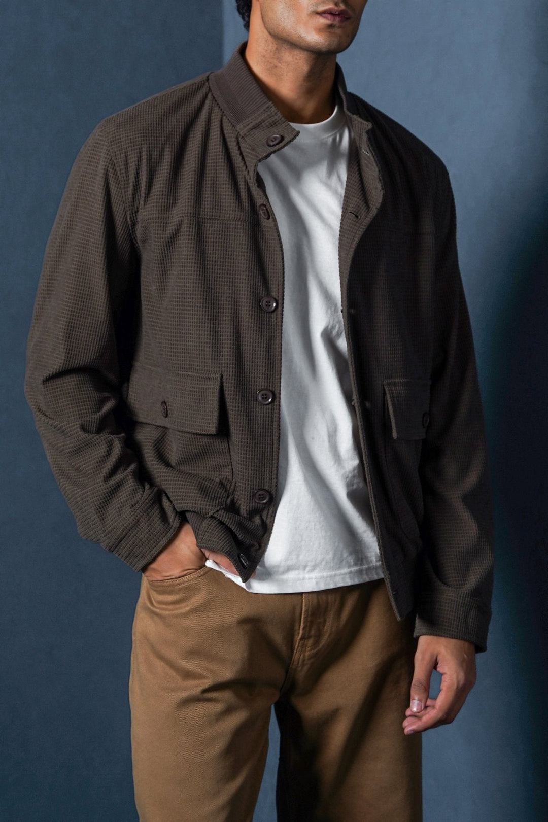 COFFEE MOCKNECK CARDIGAN