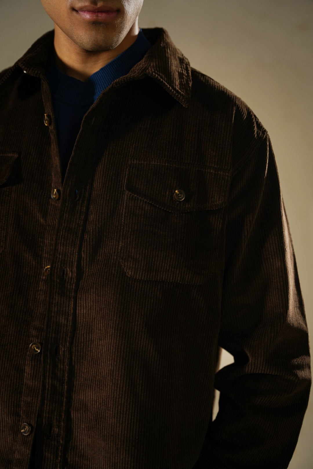 COFFEE LIGHT CORDUROY SHACKET