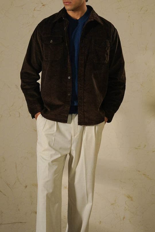 COFFEE LIGHT CORDUROY SHACKET