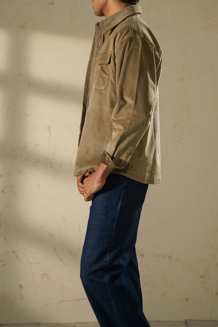 KHAKI LIGHT CORDUROY SHACKET