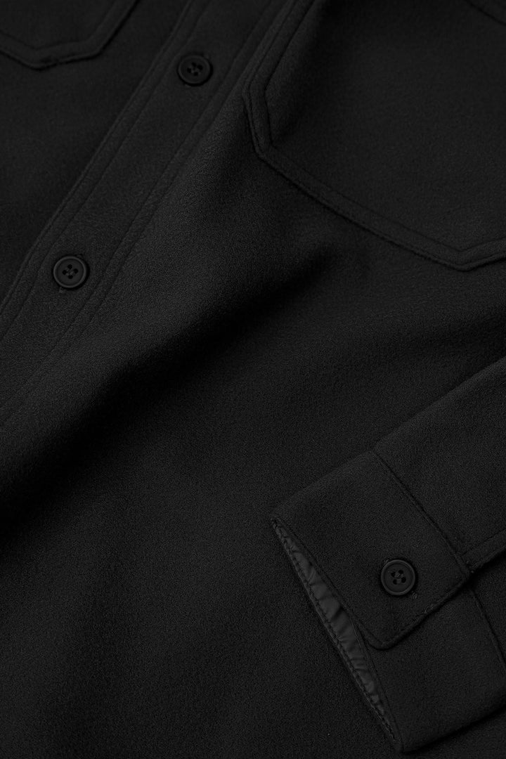 BLACK FAUX WOOL SHACKET