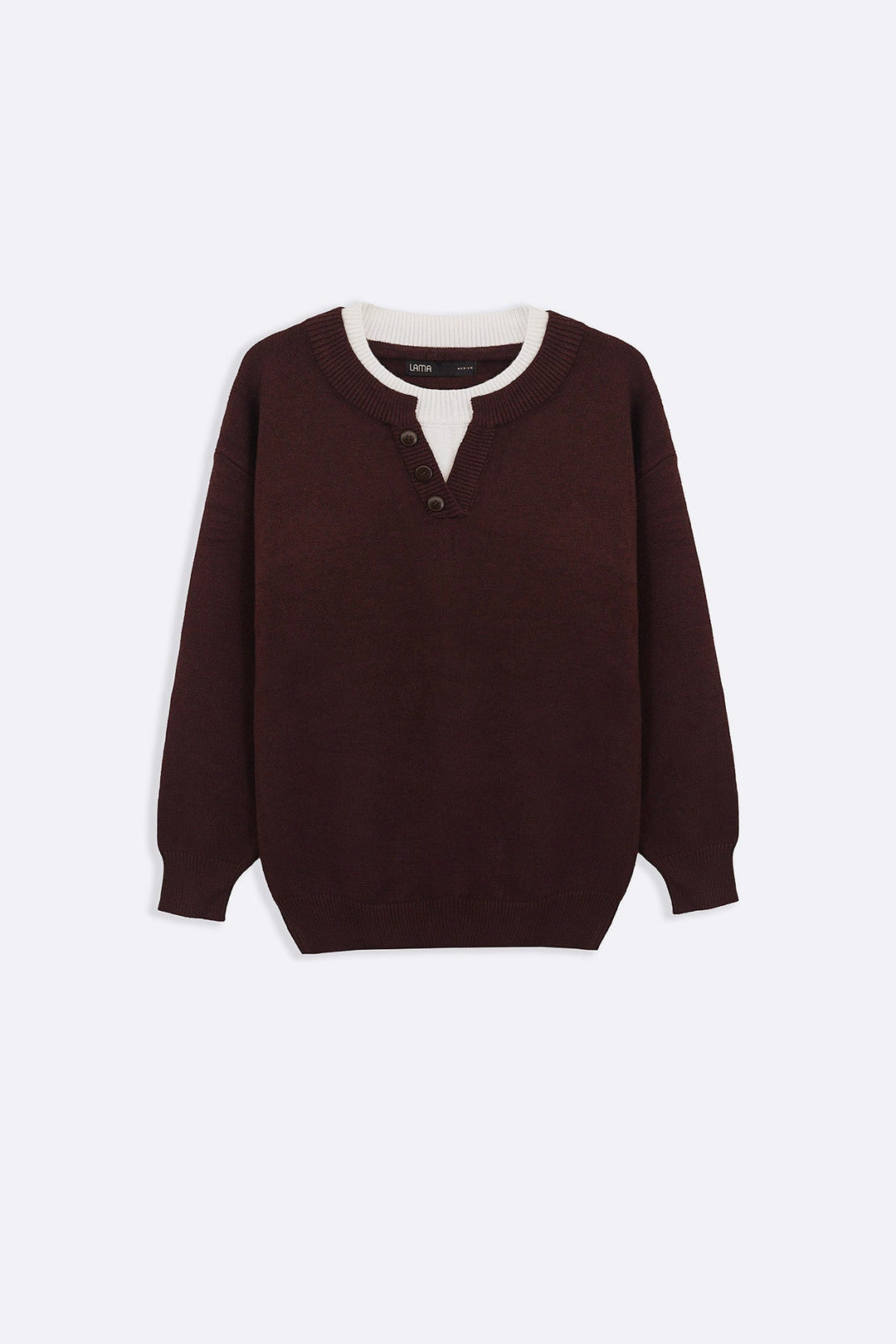 BROWN CAMPUS HENLEY SWEATER