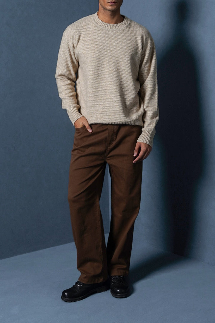 BEIGE SOFT-BRUSHED SWEATER