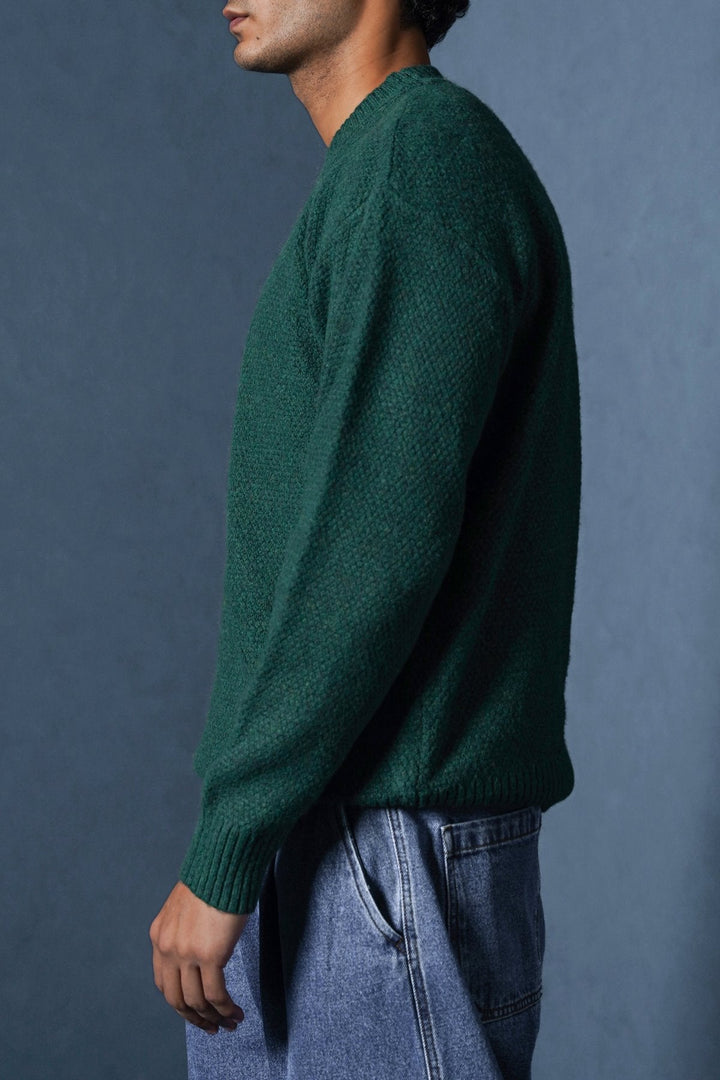 FOREST GREEN SOFT-BRUSHED SWEATER