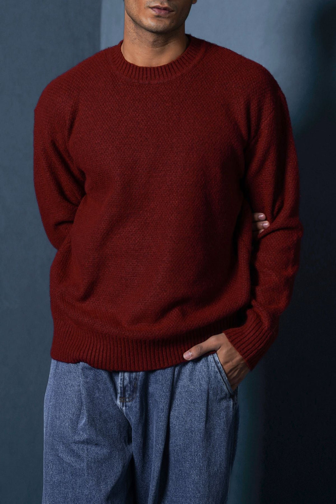 RED SOFT-BRUSHED SWEATER