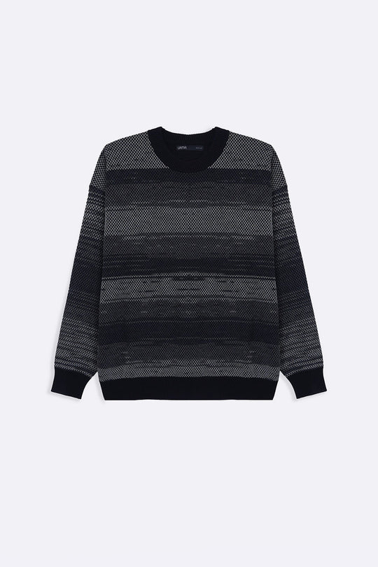 GREY BLACK GRADIENT KNIT SWEATER