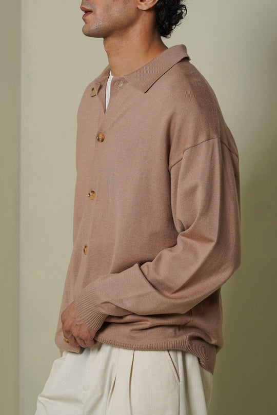 BEIGE OXFORD CARDIGAN