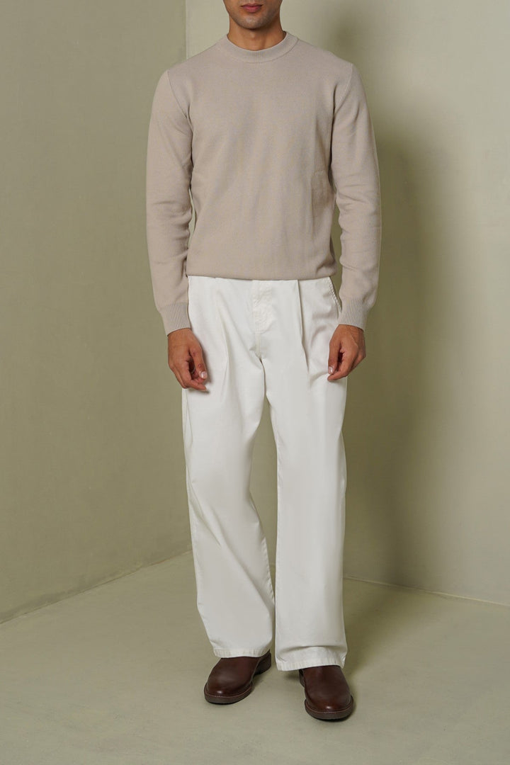 BEIGE CAMBRIDGE CREWNECK SWEATER