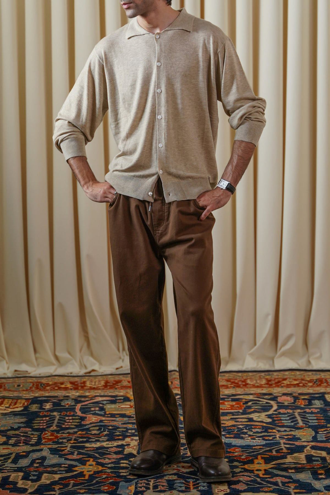 BEIGE CLASSIC CARDIGAN