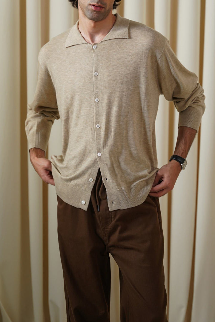 BEIGE CLASSIC CARDIGAN