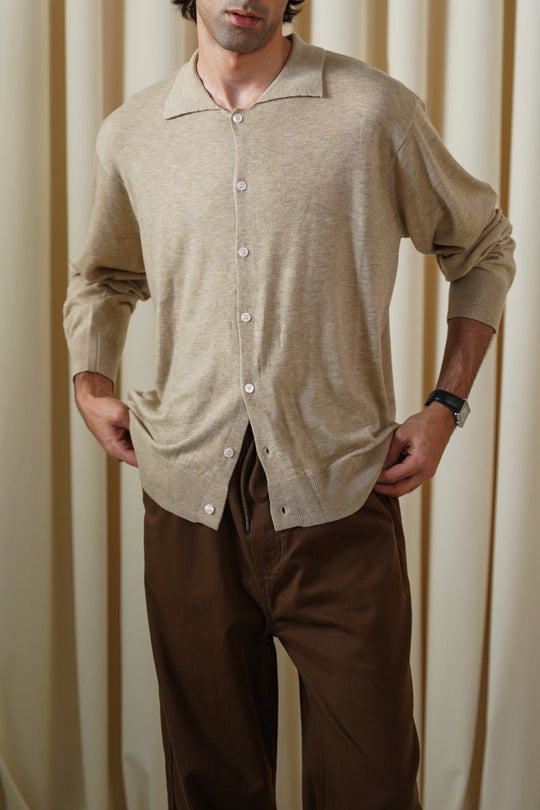 BEIGE CLASSIC CARDIGAN