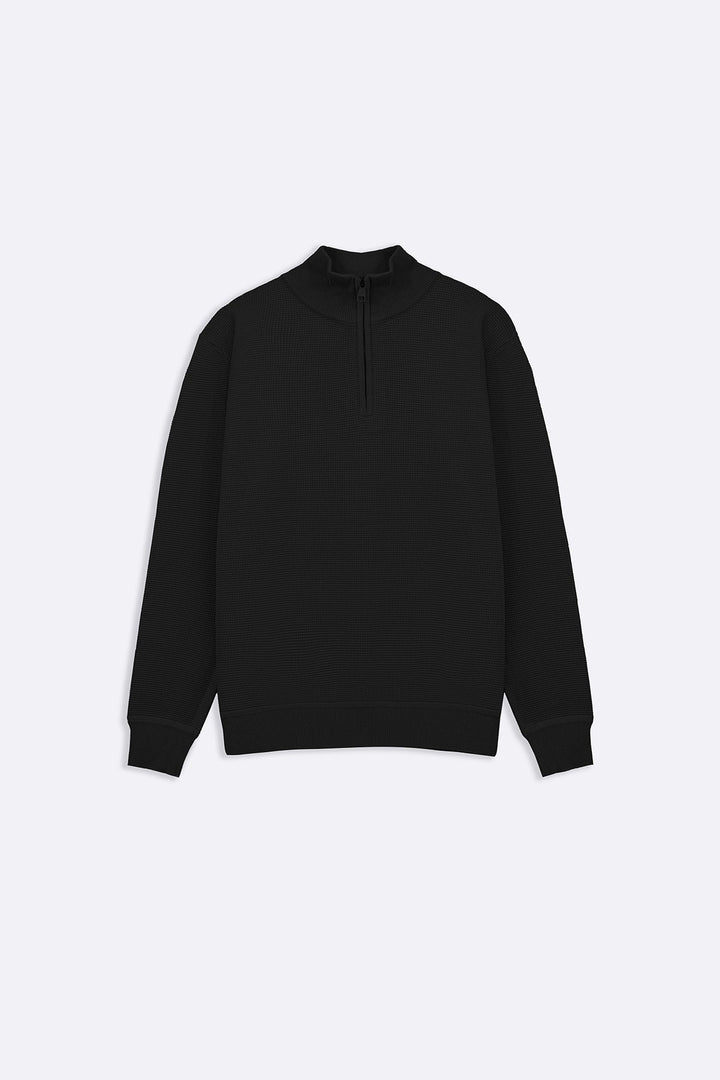 BLACK TEXTURED JUMPER