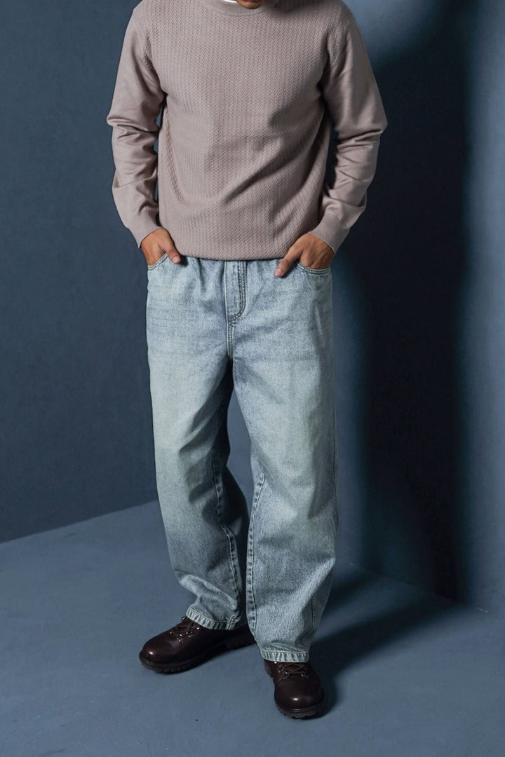 BEIGE CREW NECK SWEATER