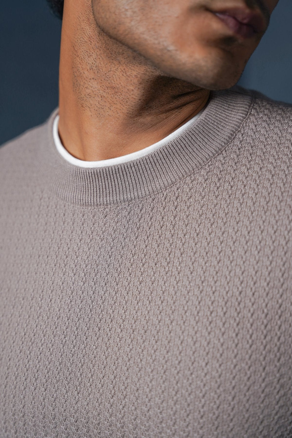 BEIGE CREW NECK SWEATER