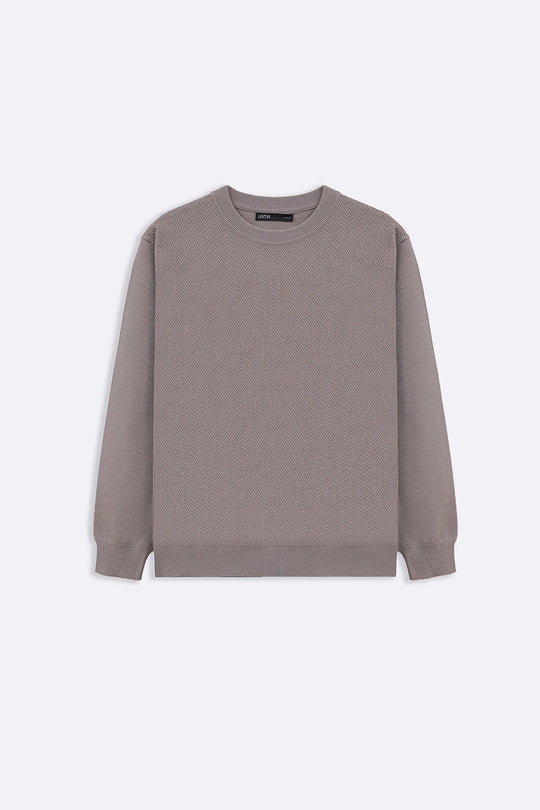 BEIGE CREW NECK SWEATER