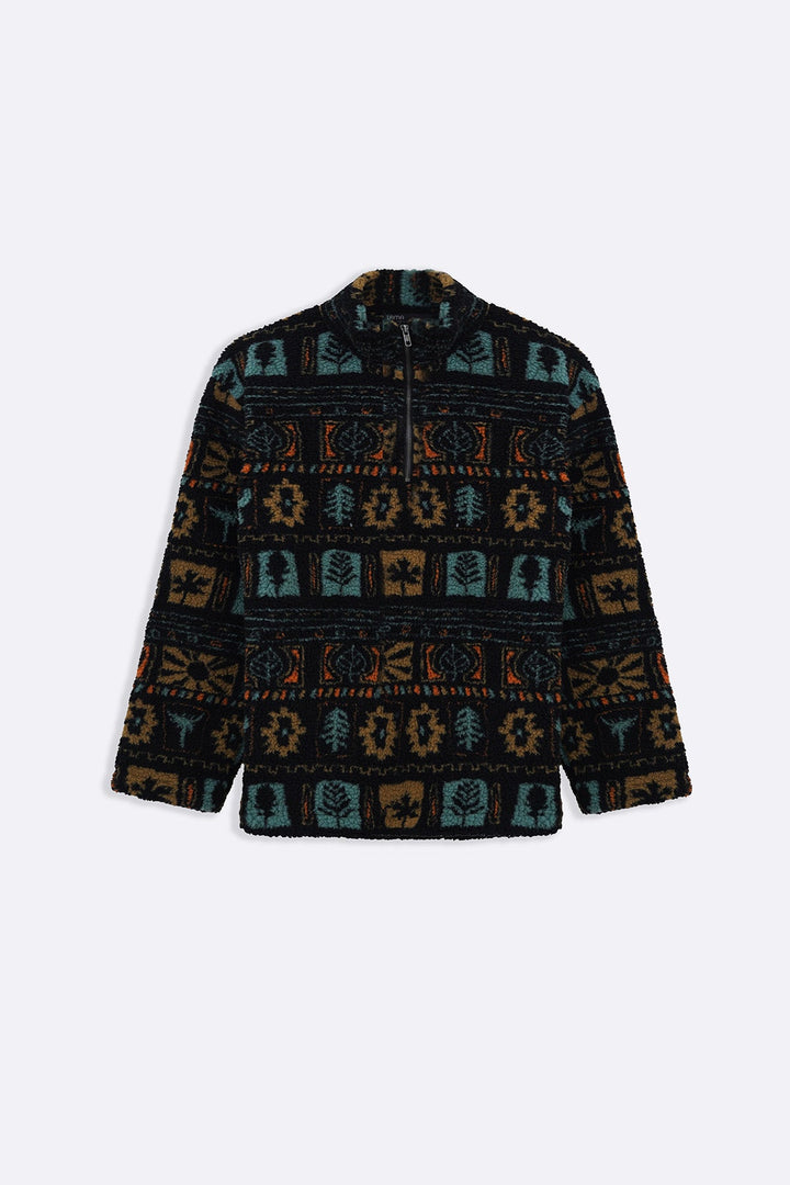 BLACK AZTEC SHERPA PULLOVER