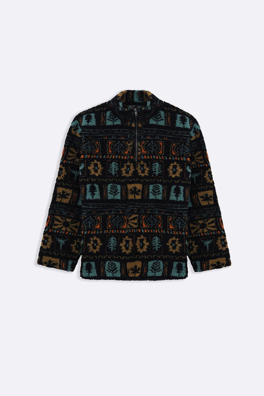 BLACK AZTEC SHERPA PULLOVER