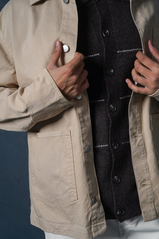 BEIGE TWILL UTILITY JACKET