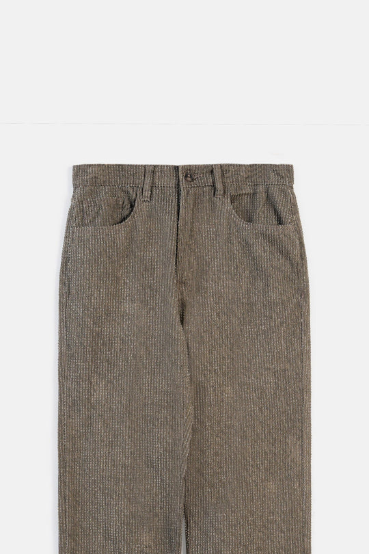 ARMY GREEN TEXTURED JACQUARD JEANS