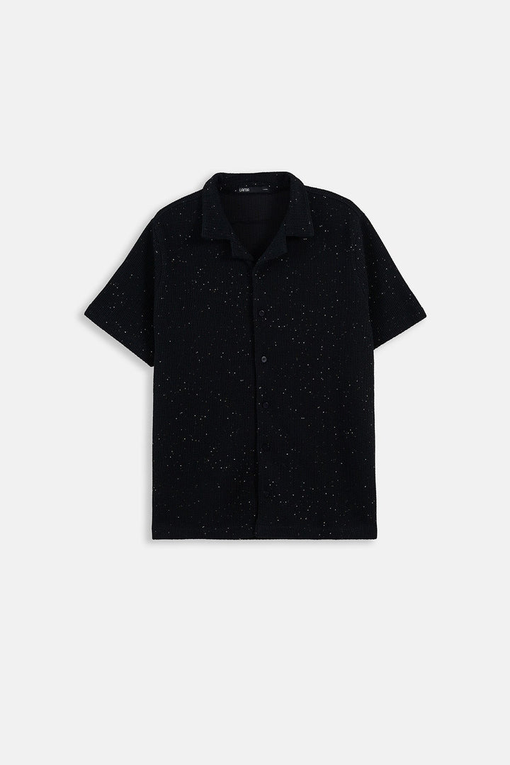 BLACK-COASTAL FLECK COLLARED SHIRT